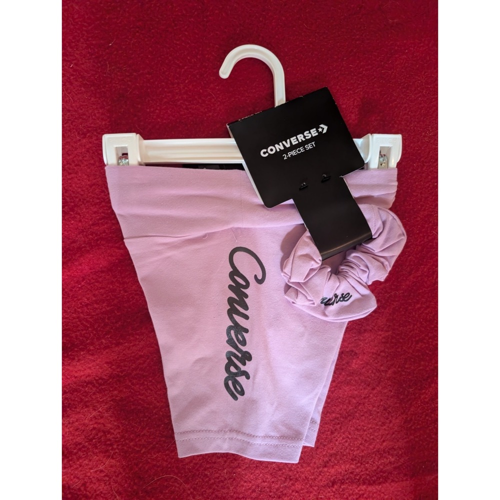 Converse Girls Beyond Pink Bike Shorts and Scrunchie 2 Piece Set NEW Size 6